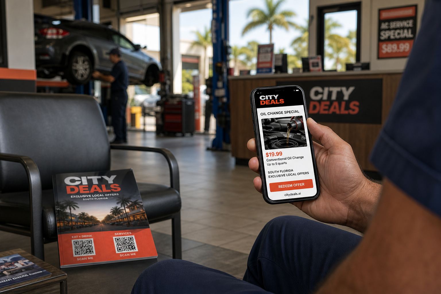 City Deals magazine at an auto shop