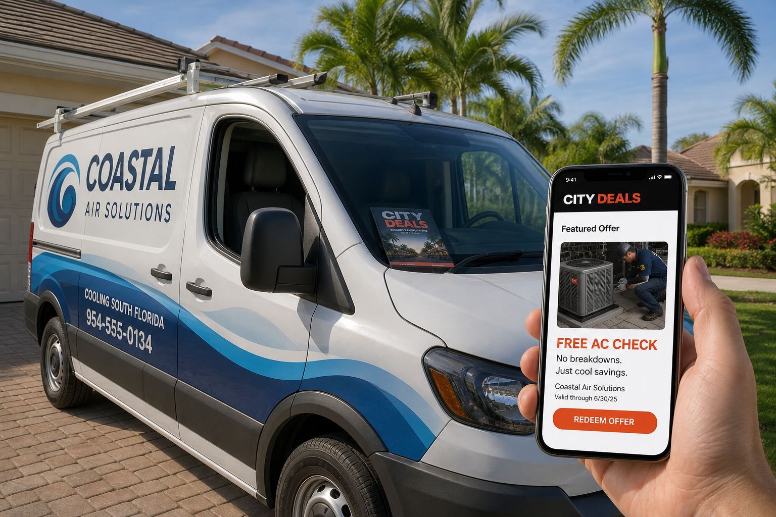 City Deals magazine in a home-service van