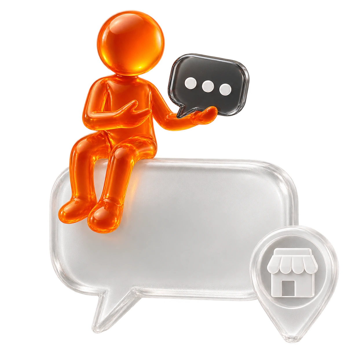 An orange glass assistant made for a friendly conversation