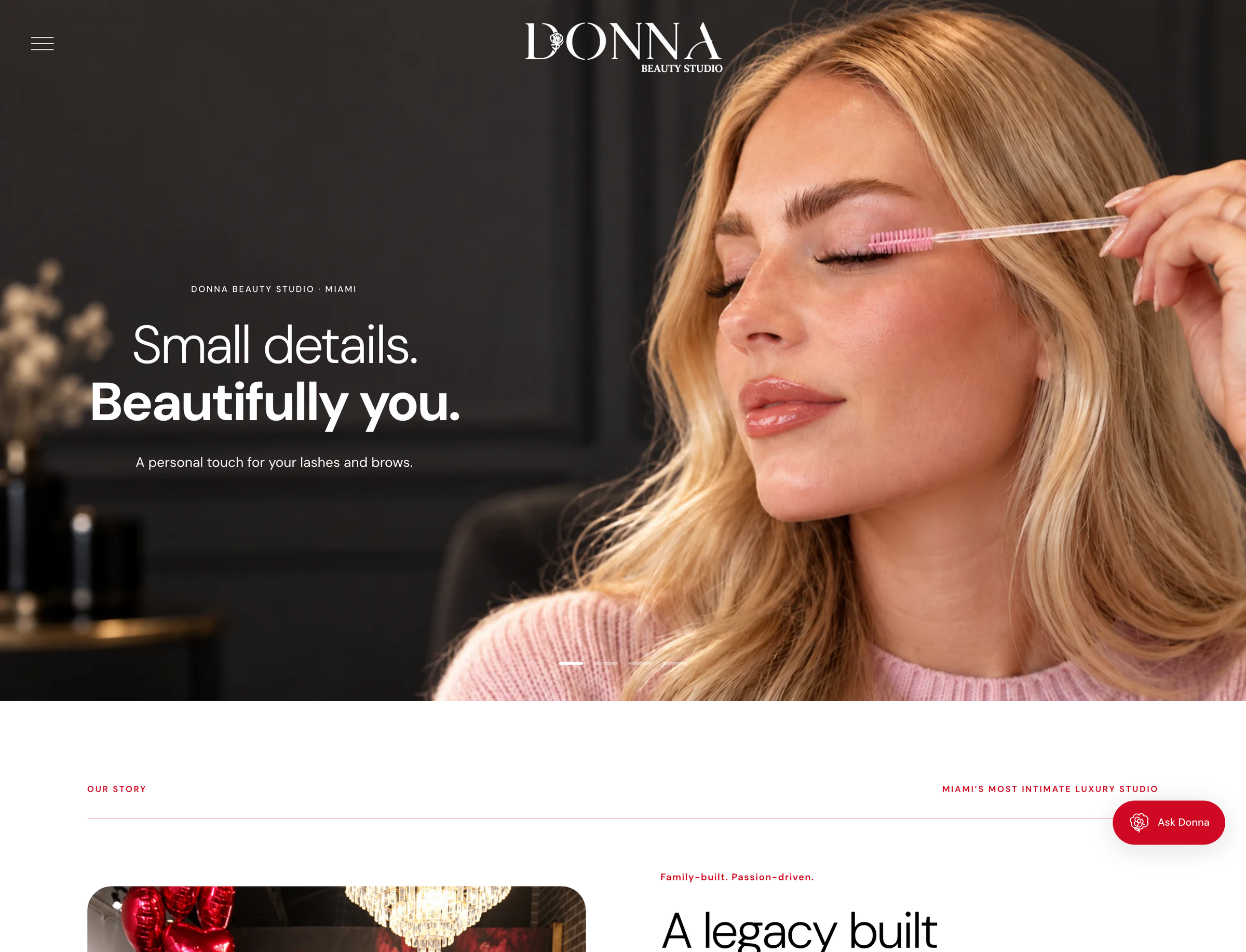Donna Beauty Studio website home page