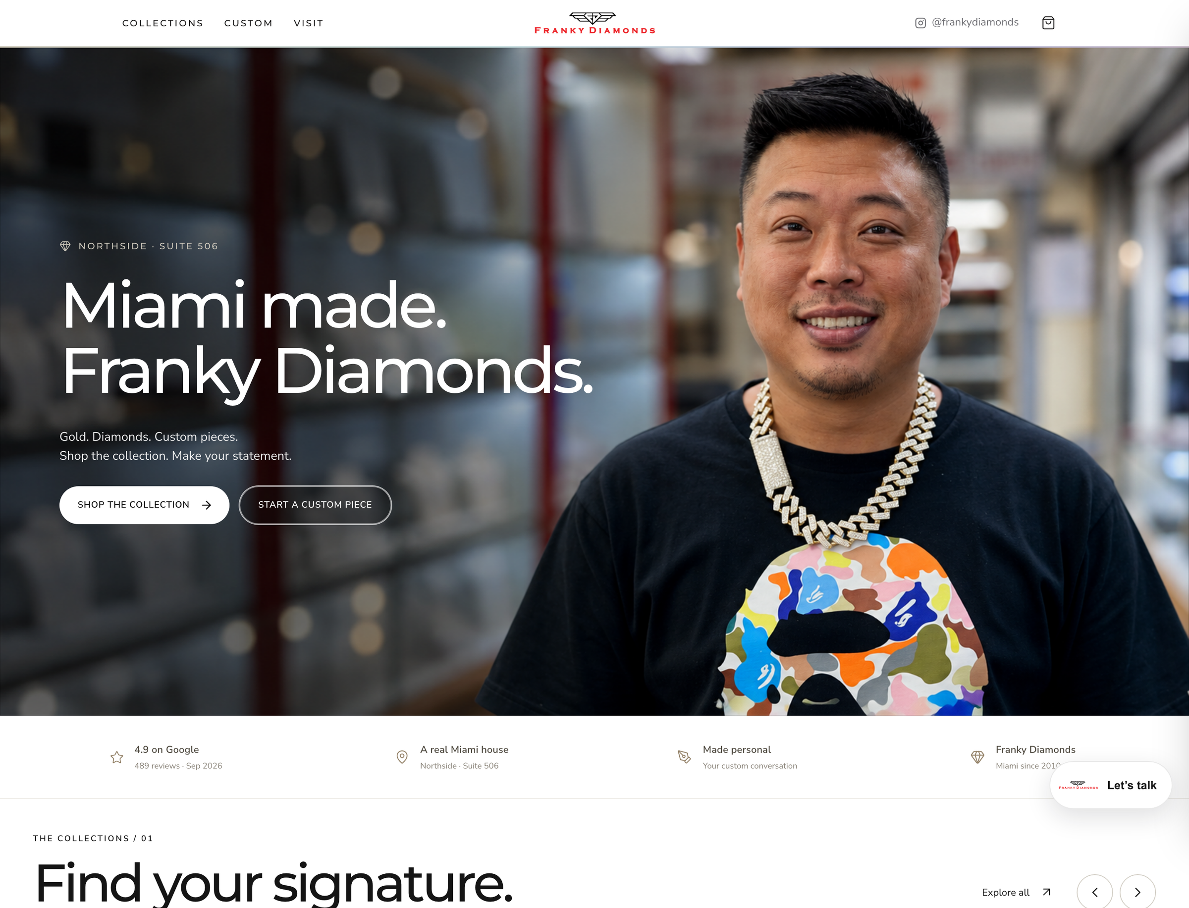 Franky Diamonds website home page