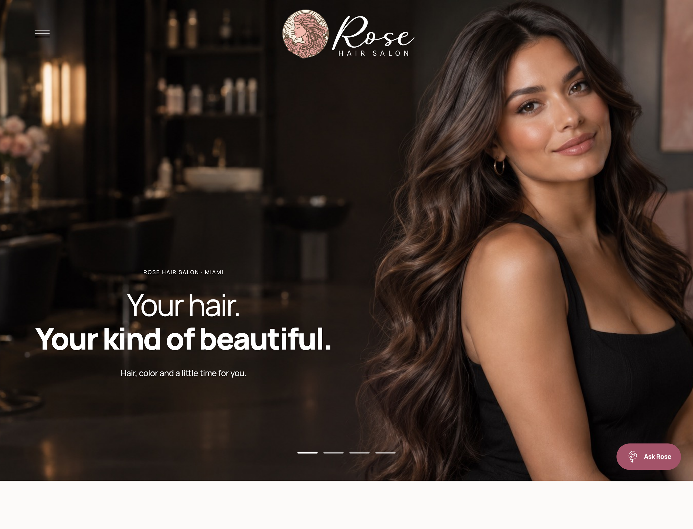 Rose Hair Salon website home page