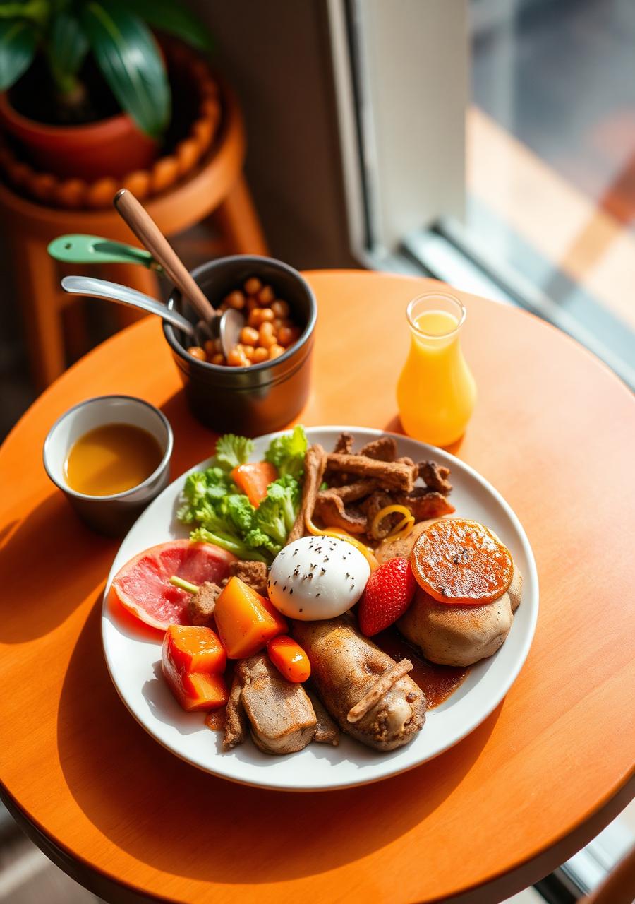 Colorful plate of food styled for a social post