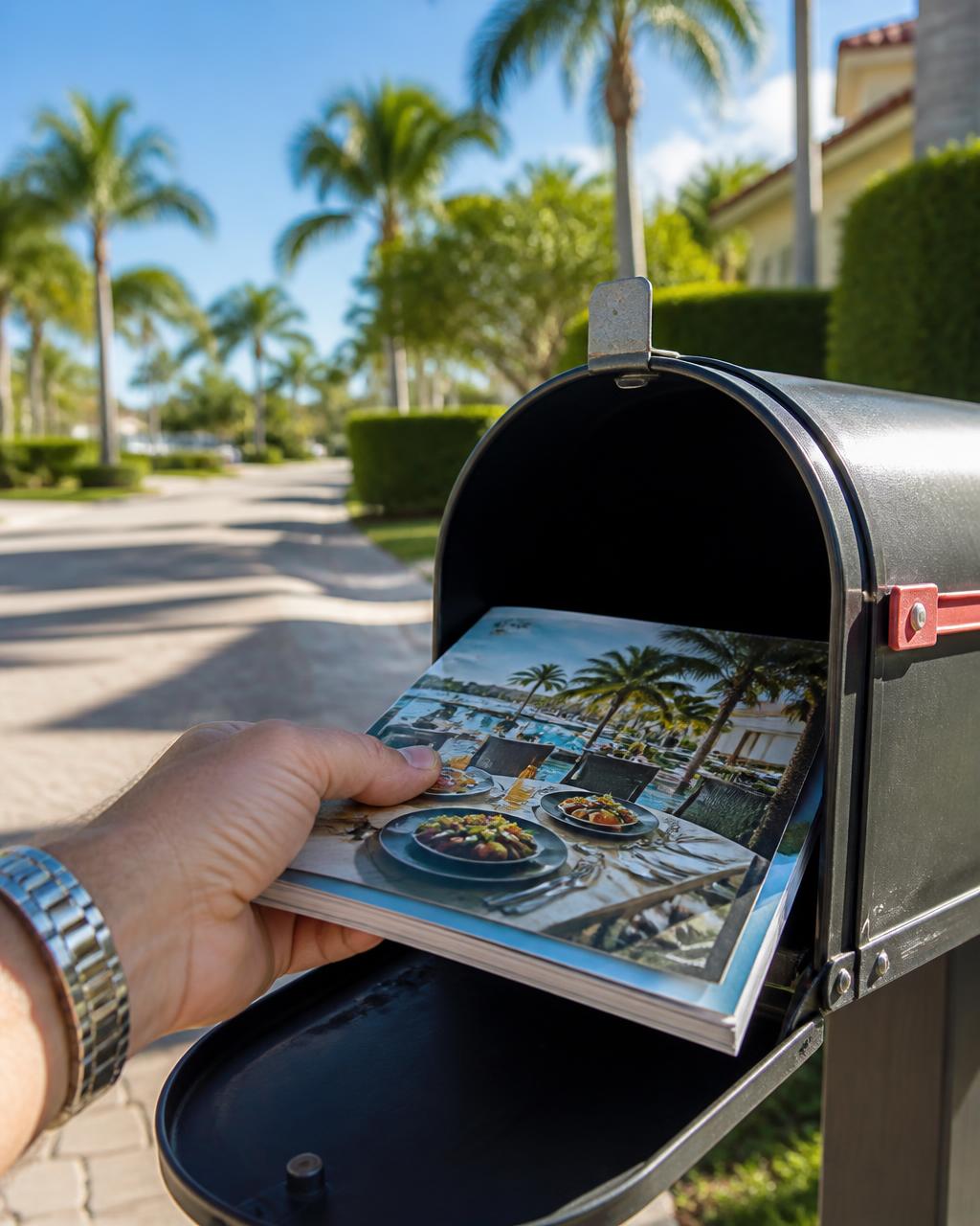 Mailbox with a City Deals magazine delivered to a South Florida home